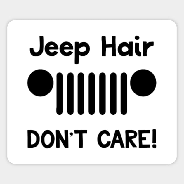 Jeep Hair Don't Care! (black) Sticker by PhotoPunk